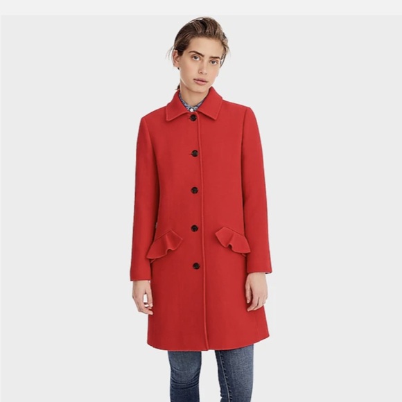 J.Crew Topcoat with ruffle pockets in Italian double cloth wool Petite 0 - Picture 3 of 4